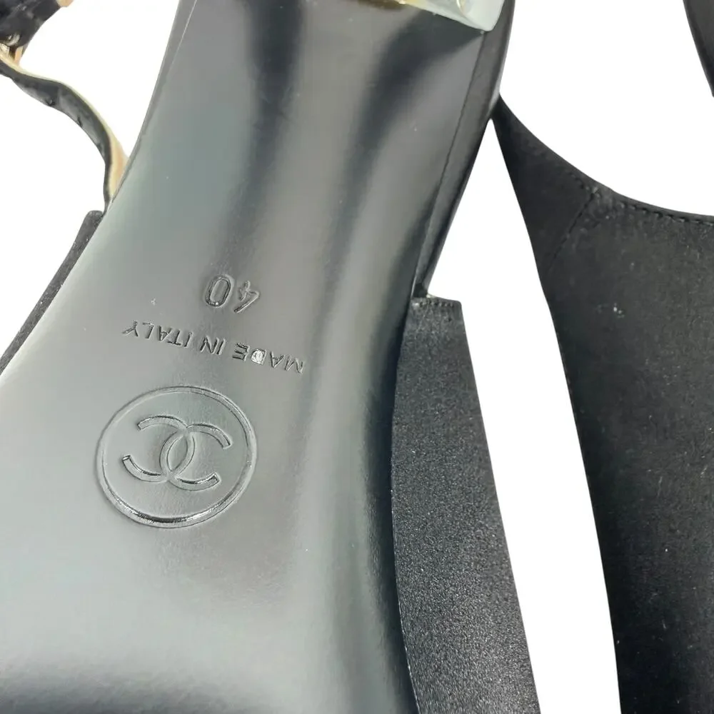 Chanel 2015 CC Logo Runway Lucite Slingback Pumps Black Size 40